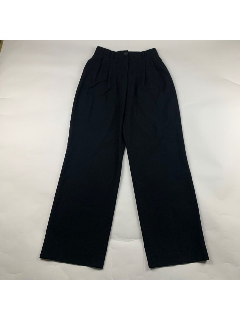 Zara Black High Rise Pleated Front Relaxed Leg Trouser Pant S - Picture 1 of 7